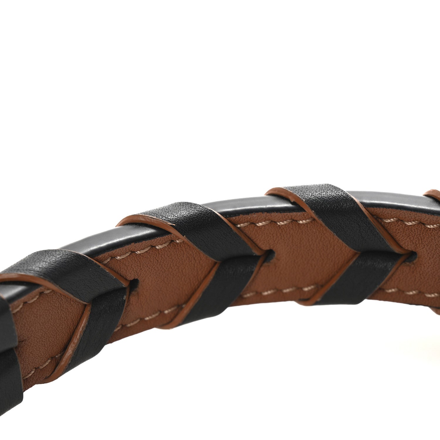 Loewe Calfskin Braided Short Strap Tan Black 8 of 9
