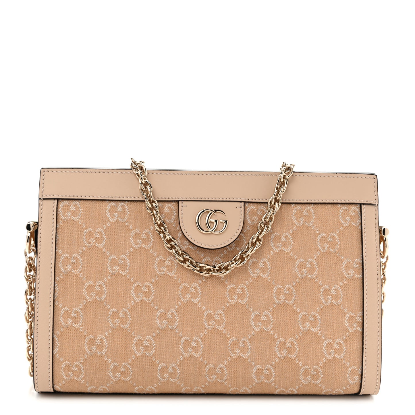 Summer Denim Calfskin GG Monogram Small Ophidia Chain Shoulder Bag Souffle Rose