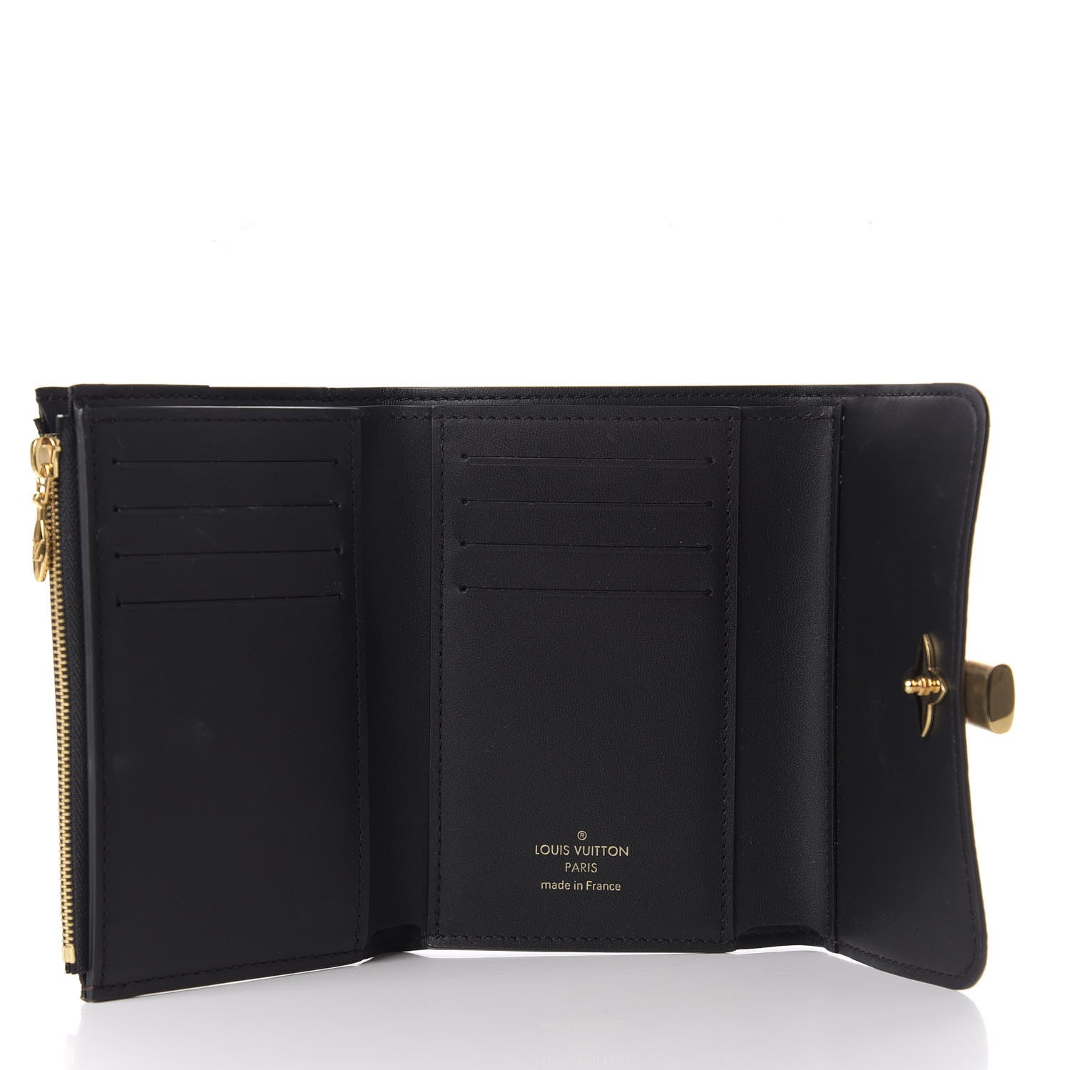 Louis Vuitton Monogram Flower Lock Compact Wallet Black 5 of 8