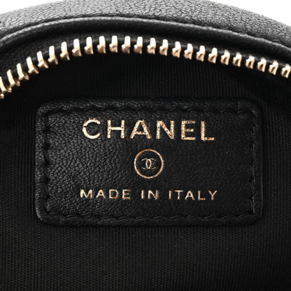Chanel Lambskin Quilted Studded Round Clutch With Chain Black 6 of 10