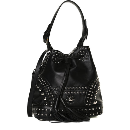 Prada Soft Calf Studded Bucket Bag Black 1 of 14