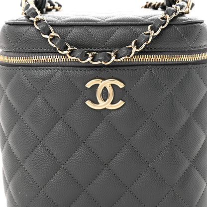 Chanel Caviar Quilted Small Top Handle Vanity Case With Chain Dark Grey 8 of 10