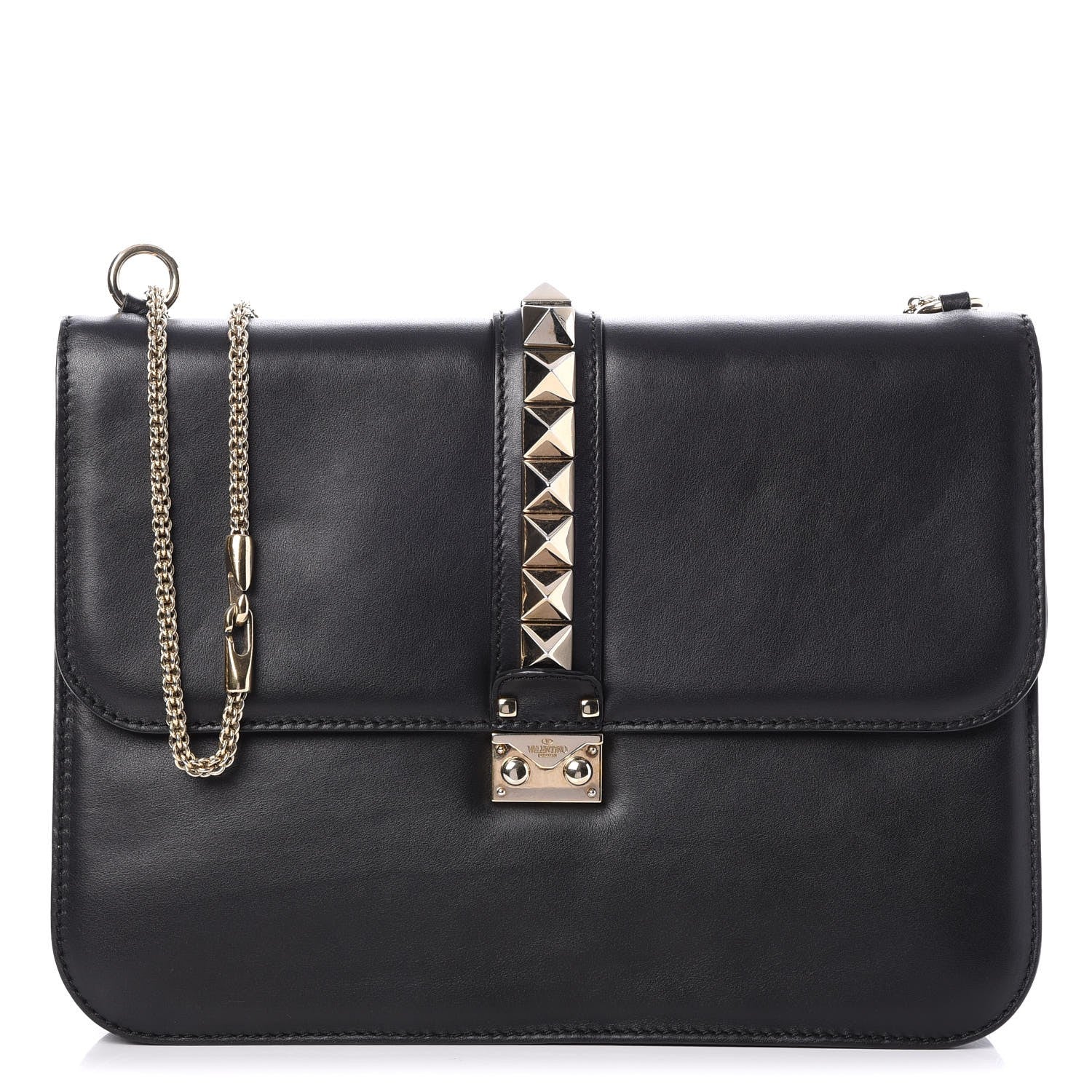 Valentino Garavani Vitello Large Glam Lock Rockstud Flap Black 1 of 7