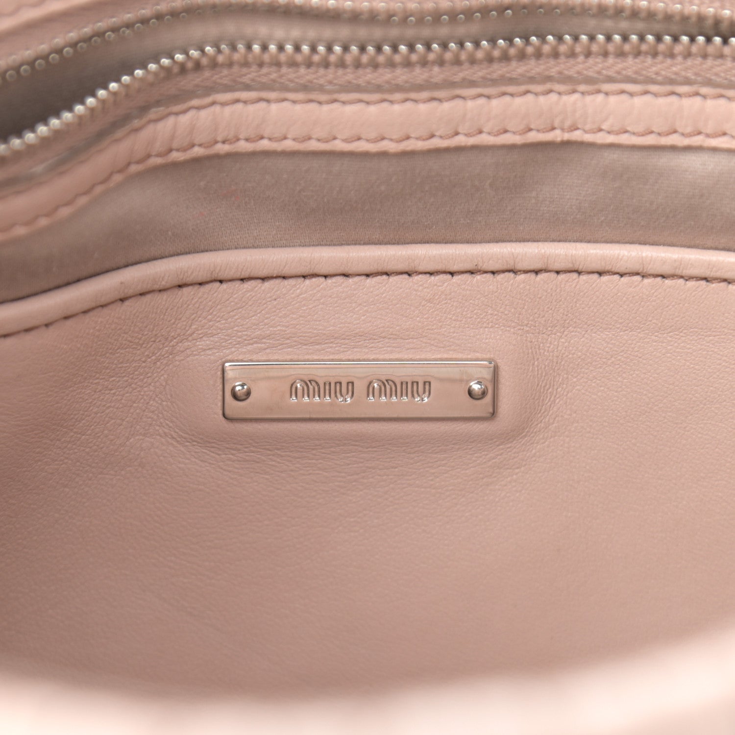 Miu Miu Nappa Matelasse Crystal Top Handle Tote Cammeo 6 of 13