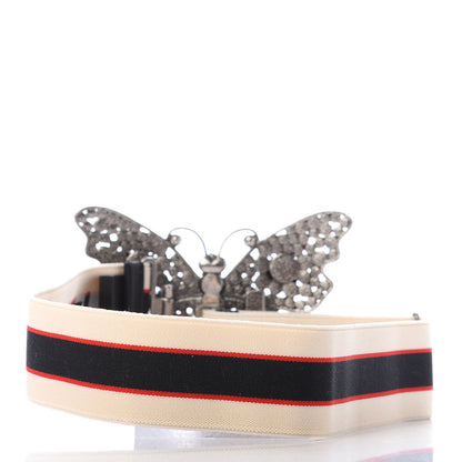 Gucci Jacquard Crystal Stripe Butterfly Belt 70 28 White 2 of 4