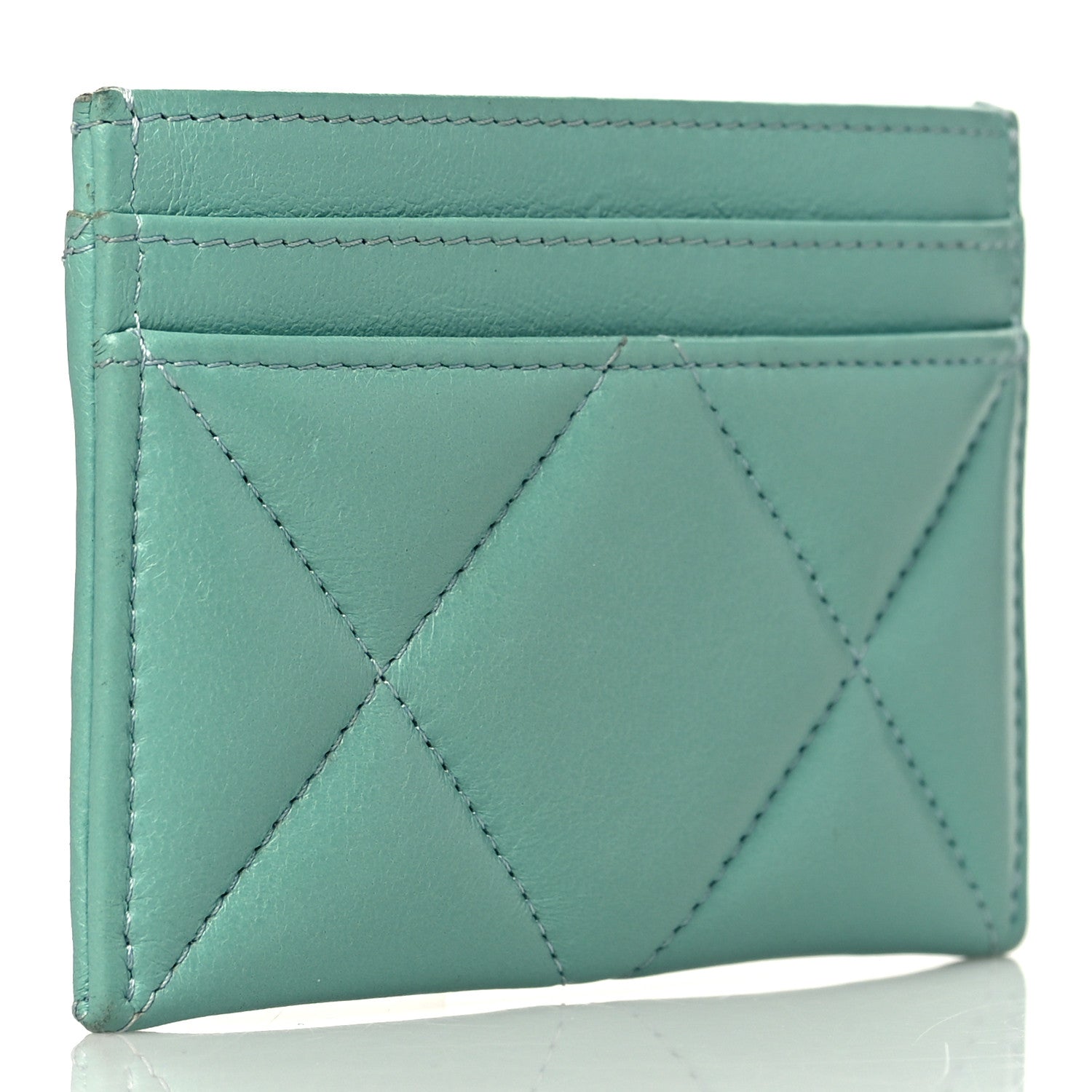 Chanel Lambskin Quilted Chanel 19 Card Holder Green 3 of 10