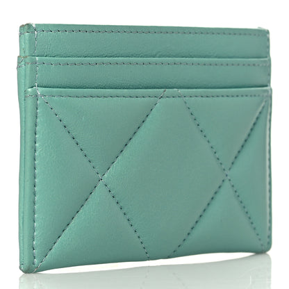 Chanel Lambskin Quilted Chanel 19 Card Holder Green 3 of 10