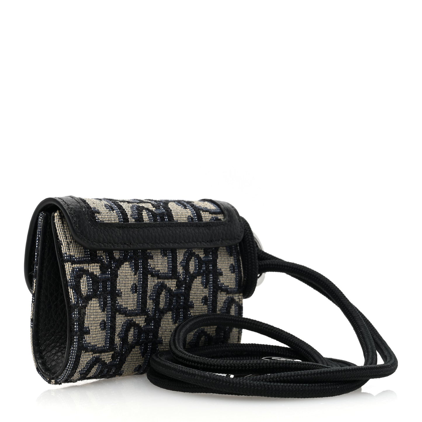 Oblique Calfskin Saddle Card Holder On Strap Black