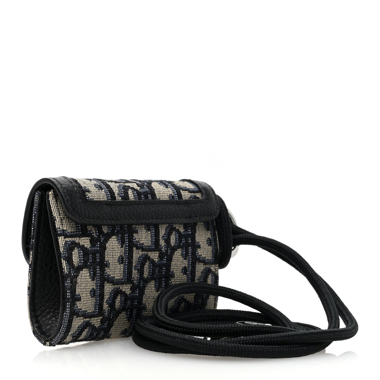 Christian Dior Oblique Calfskin Saddle Card Holder On Strap Black 4 of 10