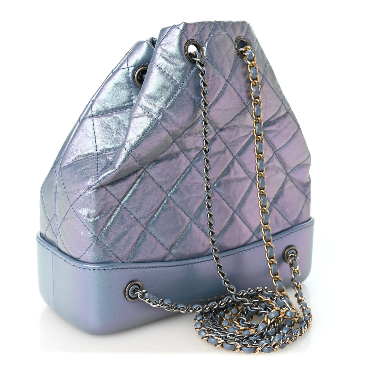 Chanel Iridescent Lambskin Calfskin Quilted Gabrielle Backpack Light Purple 3 of 11