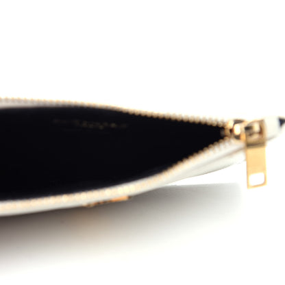 Saint Laurent Grain De Poudre Matelasse Chevron Monogram Fragments Zippered Card Case White 5 of 8