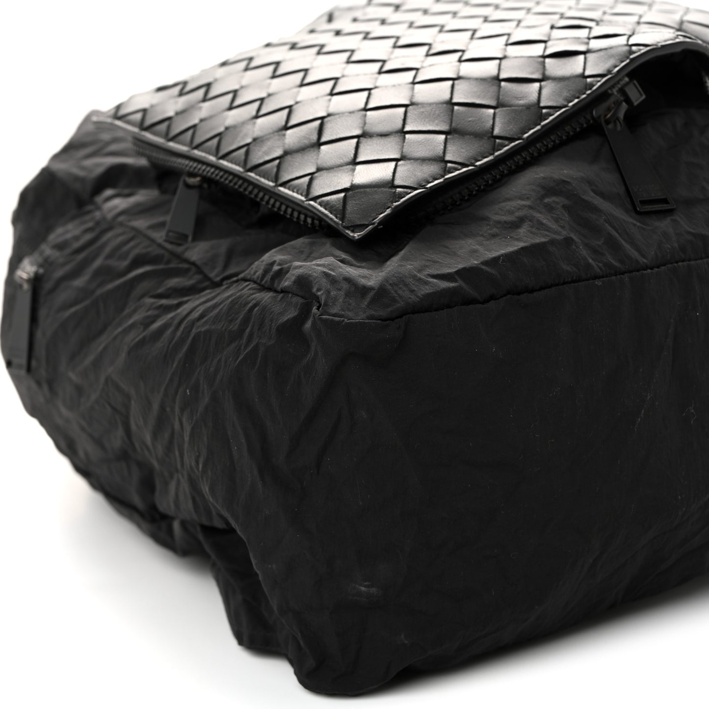 Nappa Nylon Intreccio Packable Backpack Black