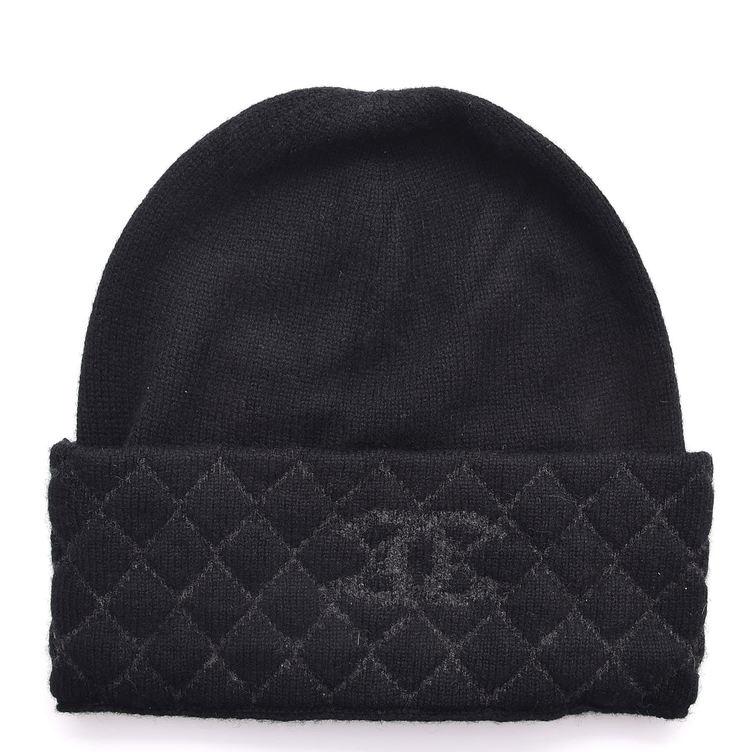 Chanel Cashmere Blend CC Beanie Hat Black 1 of 4