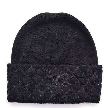 Chanel Cashmere Blend CC Beanie Hat Black 1 of 4