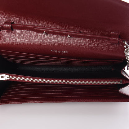 Saint Laurent Grain De Poudre Matelasse Chevron Monogram Chain Wallet Palissandre 5 of 6