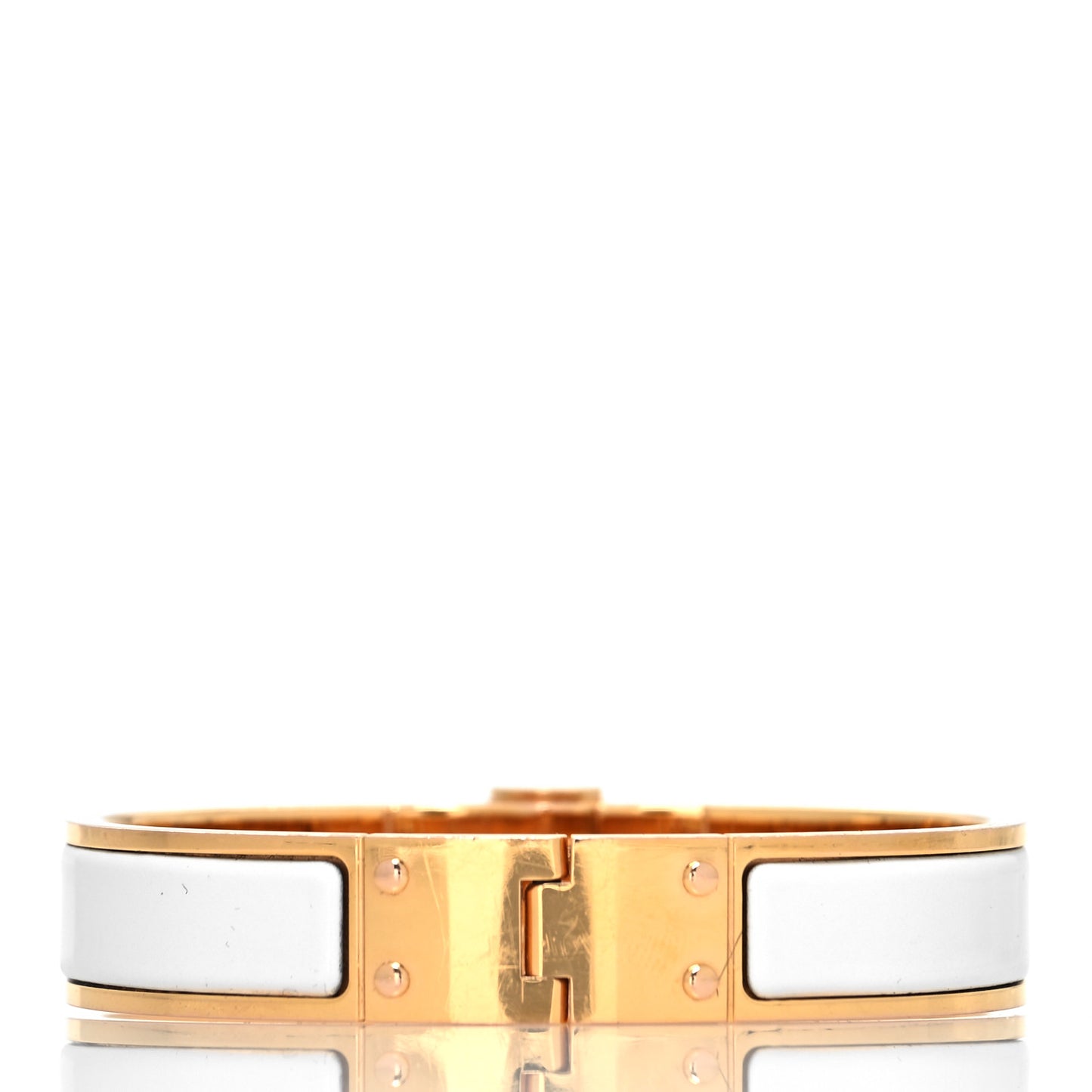 Enamel Charniere Uni Narrow Hinged Bracelet S White