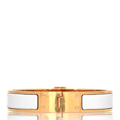 Hermes Enamel Charniere Uni Narrow Hinged Bracelet S White 3 of 5