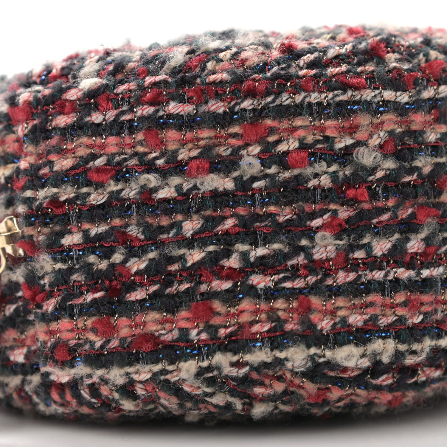 Chanel Tweed Quilted Round Clutch With Chain Red 9 of 11