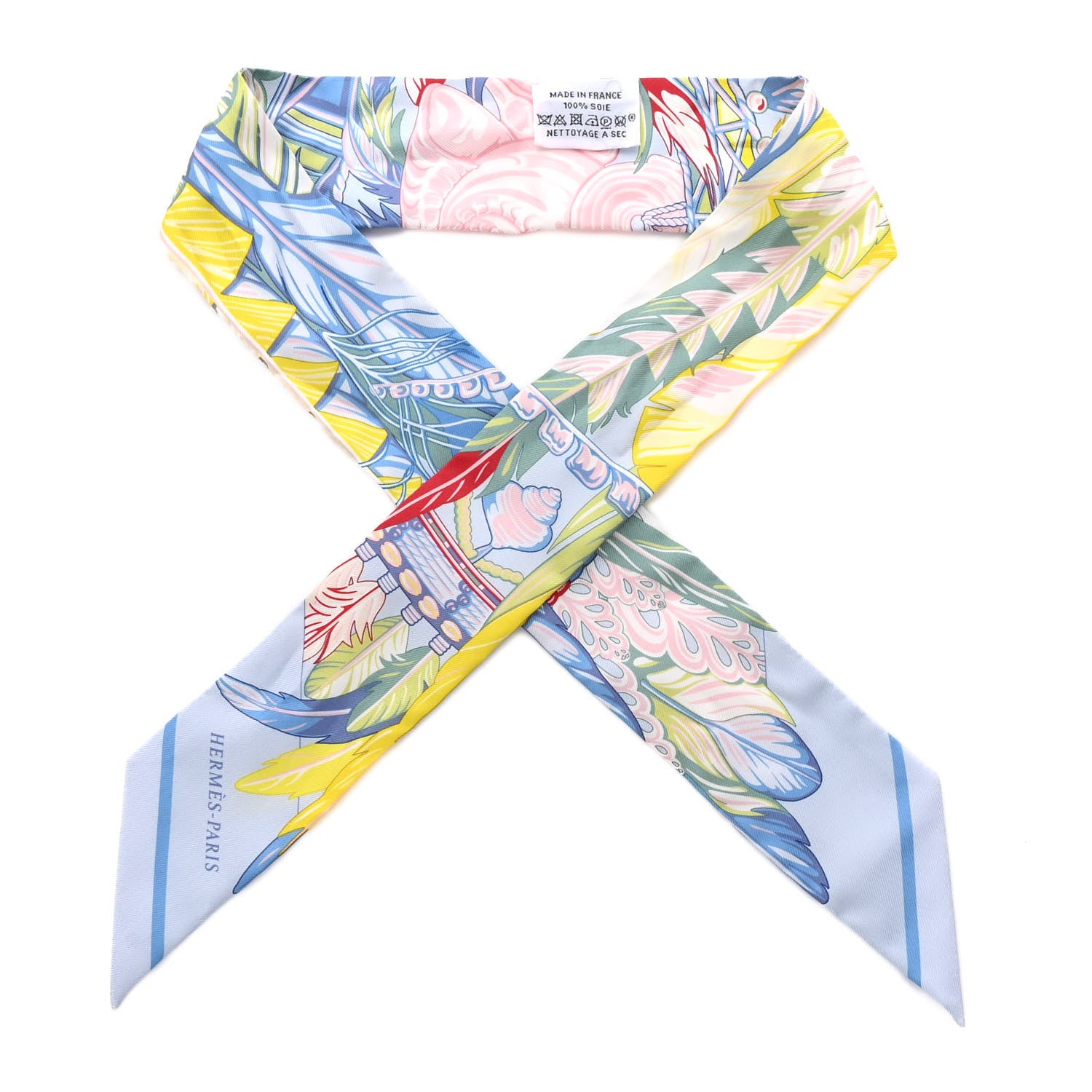 Hermes Silk La Danse Pacifique Twilly Bleu Ciel Vert Rose 1 of 5