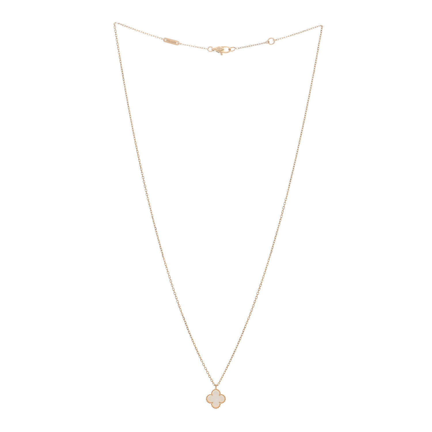Van Cleef & Arpels 18K Yellow Gold Mother of Pearl Sweet Alhambra Pendant Necklace 2 of 5