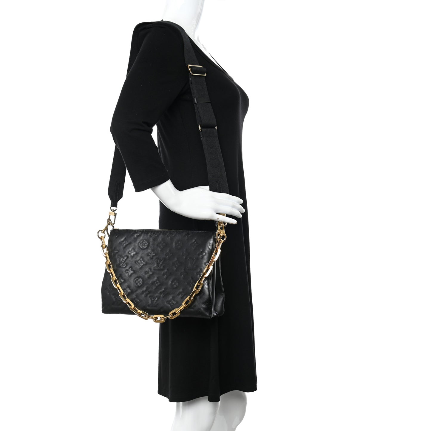 Lambskin Embossed Monogram Coussin PM Black