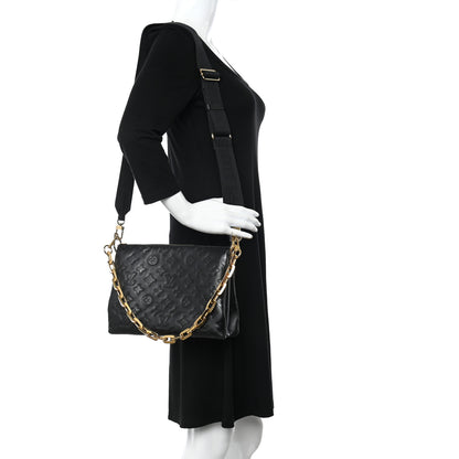 Louis Vuitton Lambskin Embossed Monogram Coussin PM Black 3 of 11