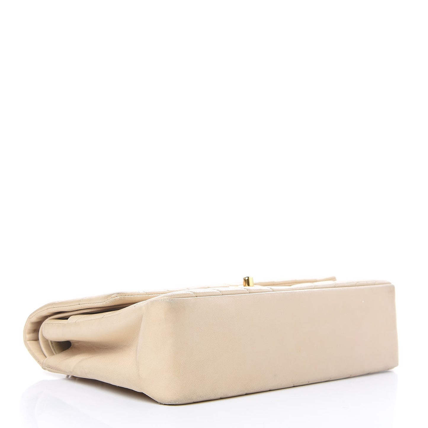 Lambskin Chevron Quilted Medium Double Flap Beige