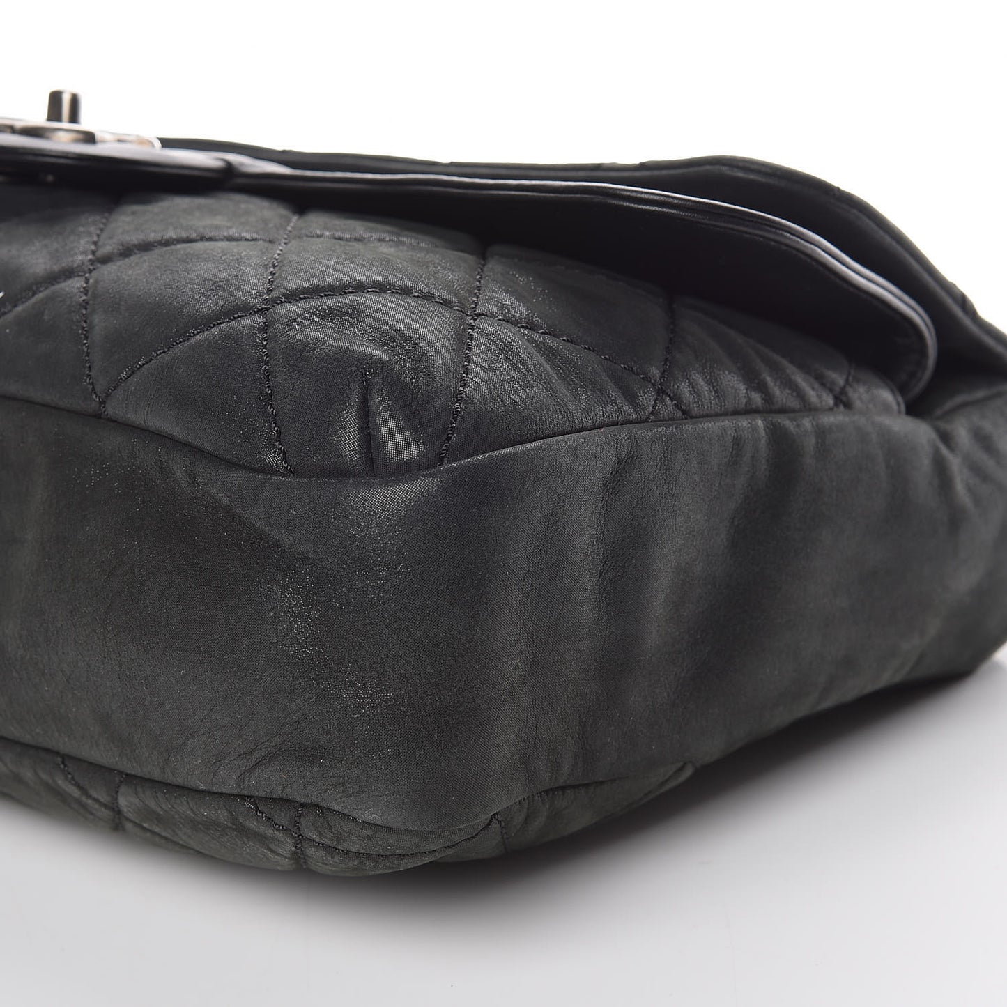 Iridescent Calfskin Jumbo In the Mix Double Flap Black
