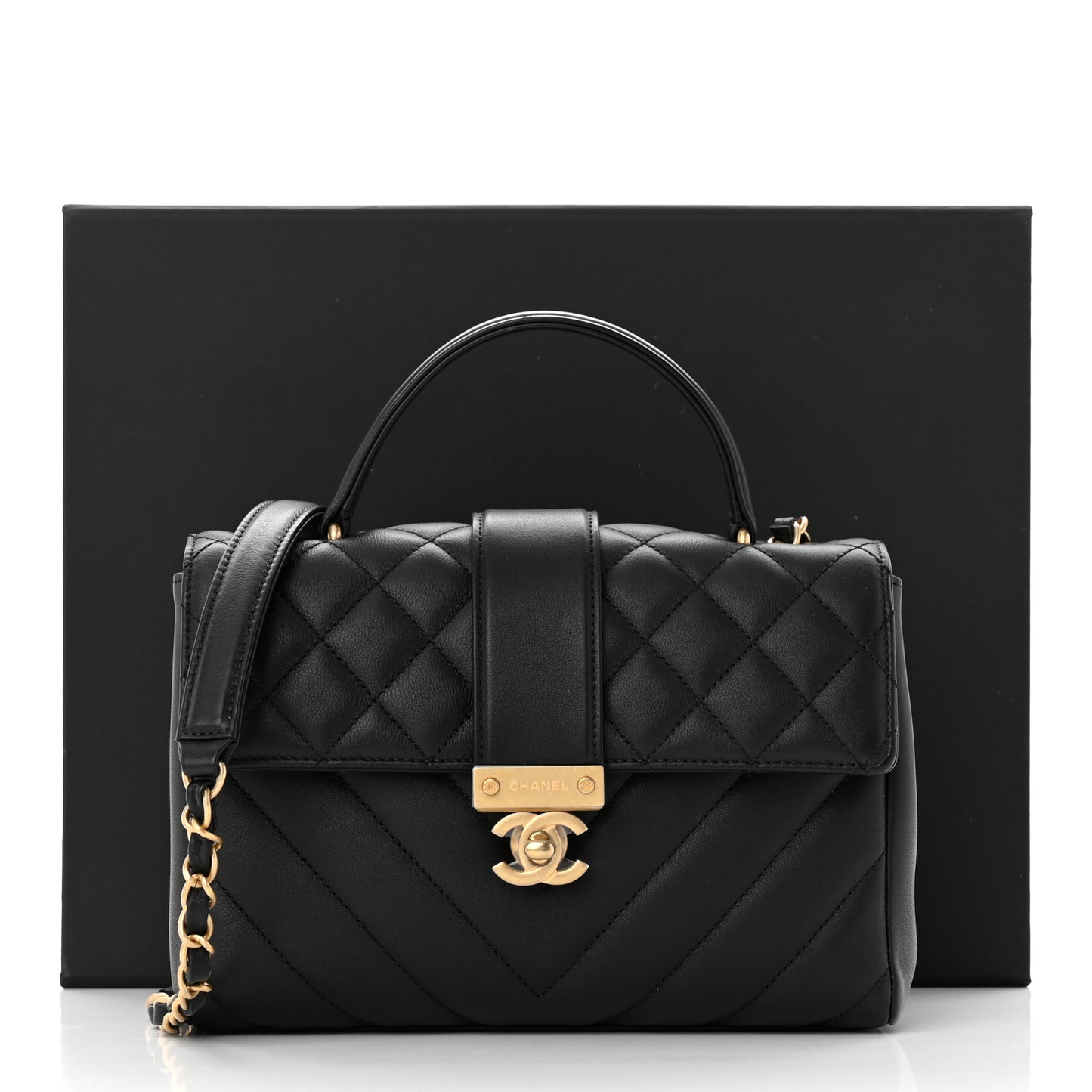Calfskin Quilted Chevron In The City Bag Black