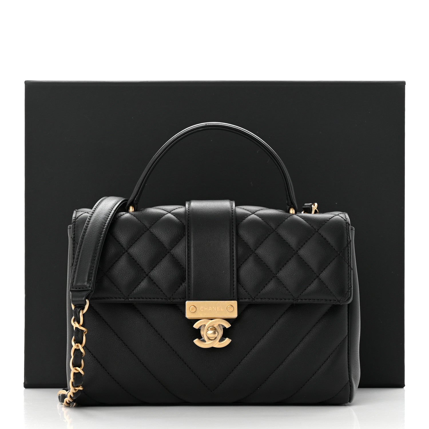 Chanel Calfskin Quilted Chevron In The City Bag Black 11 of 11