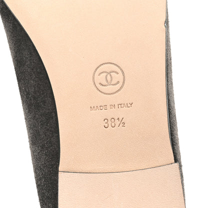 Chanel Suede Calfskin Cap Toe CC Ballerina Flats 38.5 Dark Khaki Dark Green 7 of 9