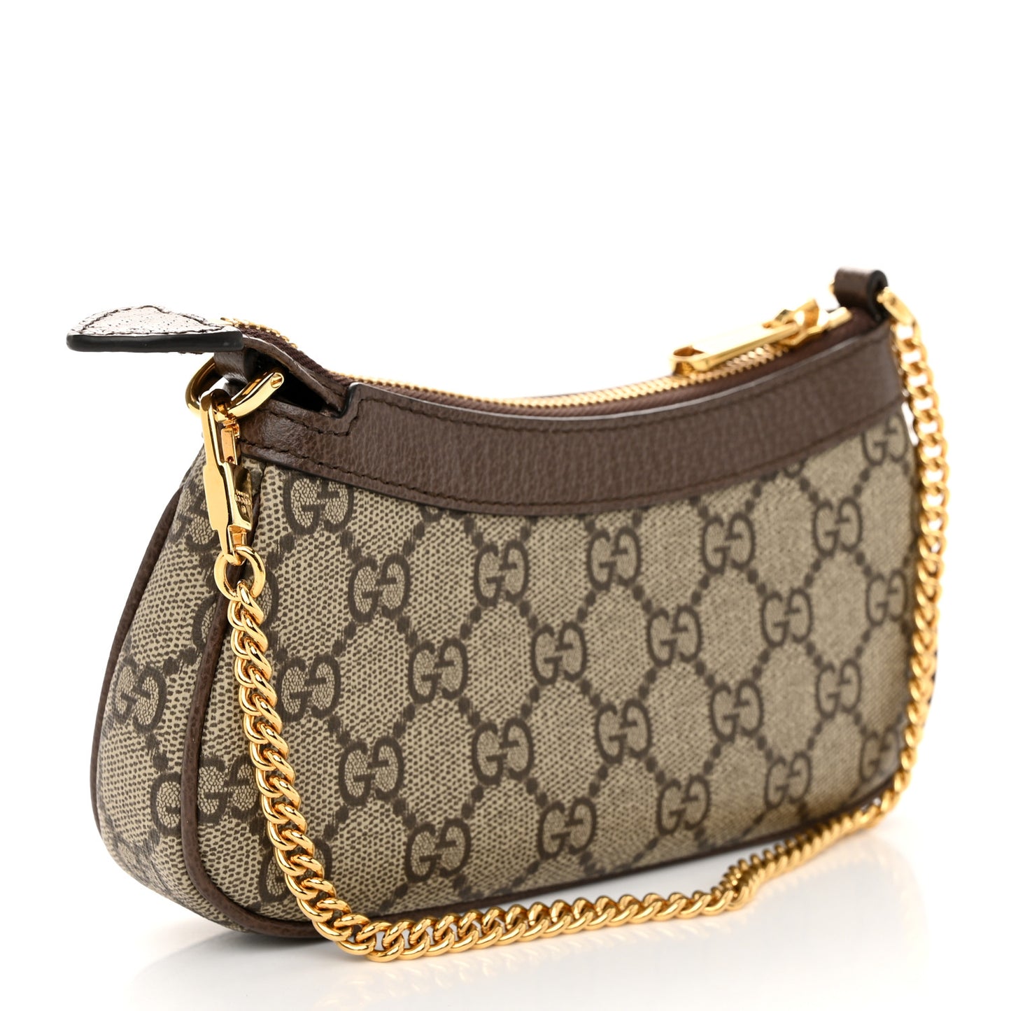 GG Supreme Monogram Textured Dollar Calfskin Mini Ophidia Chain Bag Beige Ebony
