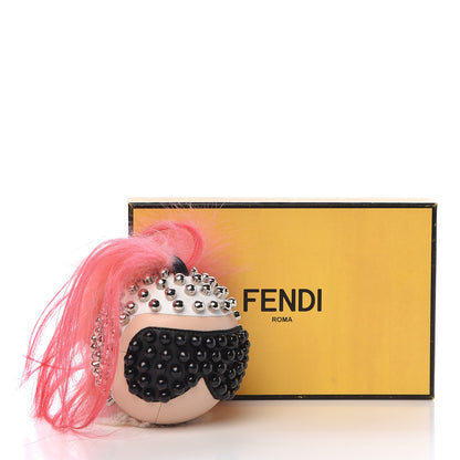 Fendi Lambskin Goat Fur Studded Punkarlito Bag Charm Azalea 5 of 5