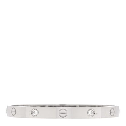 Cartier 18K White Gold 4 Diamond Love Bracelet 17 2 of 8