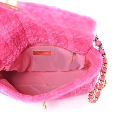 Chanel Tweed Quilted Medium 19 Flap Pink 4 of 9