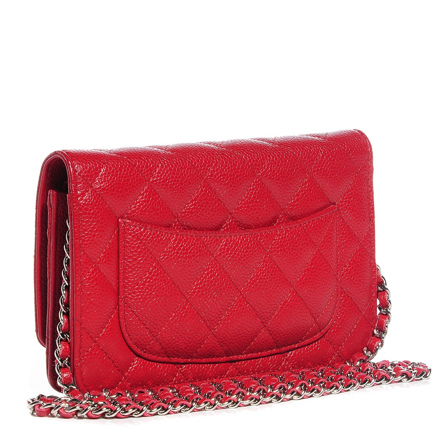 Chanel Caviar Quilted Wallet on Chain WOC Red 3 of 8