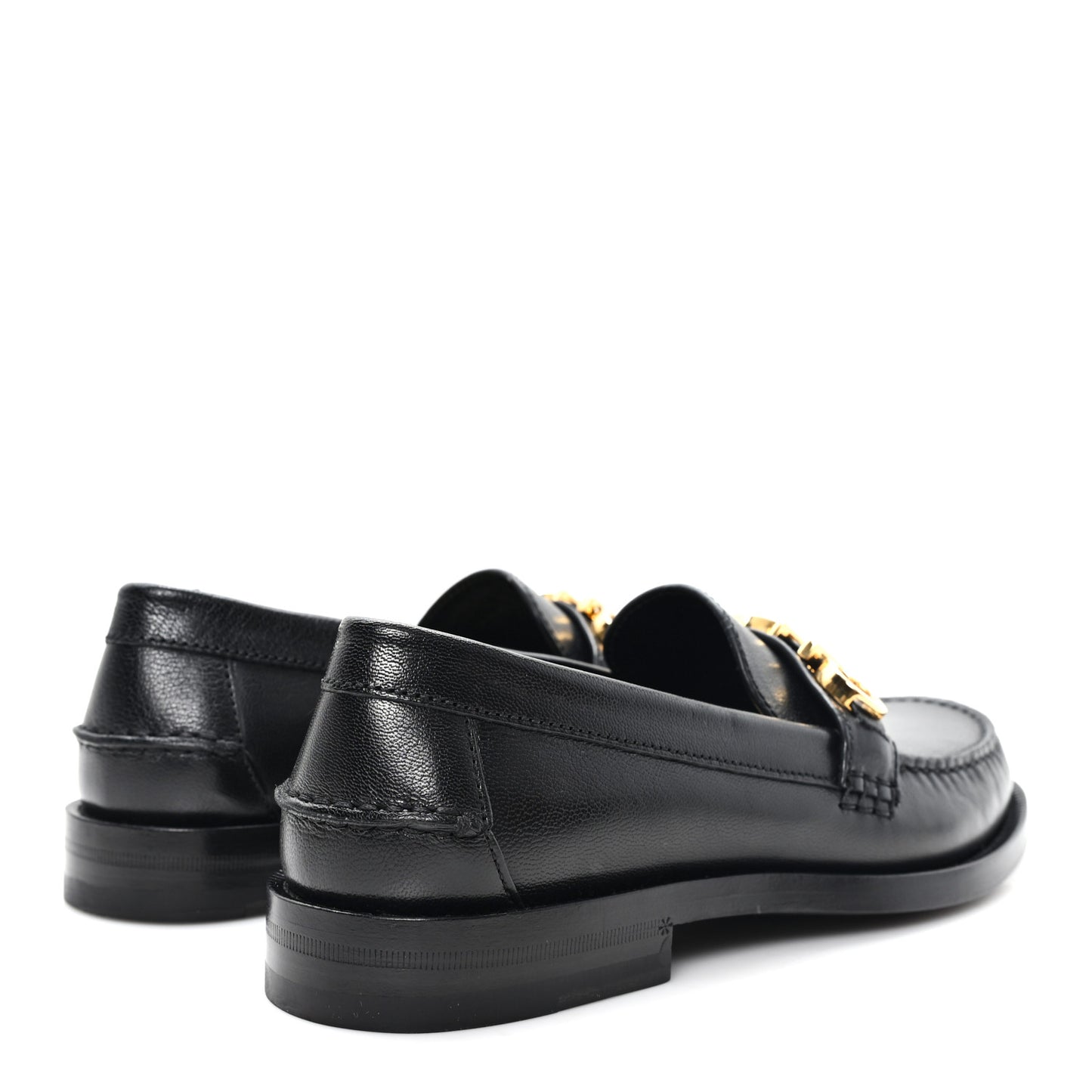 Goatskin Womens Logo 15mm Loafers 38.5 Black