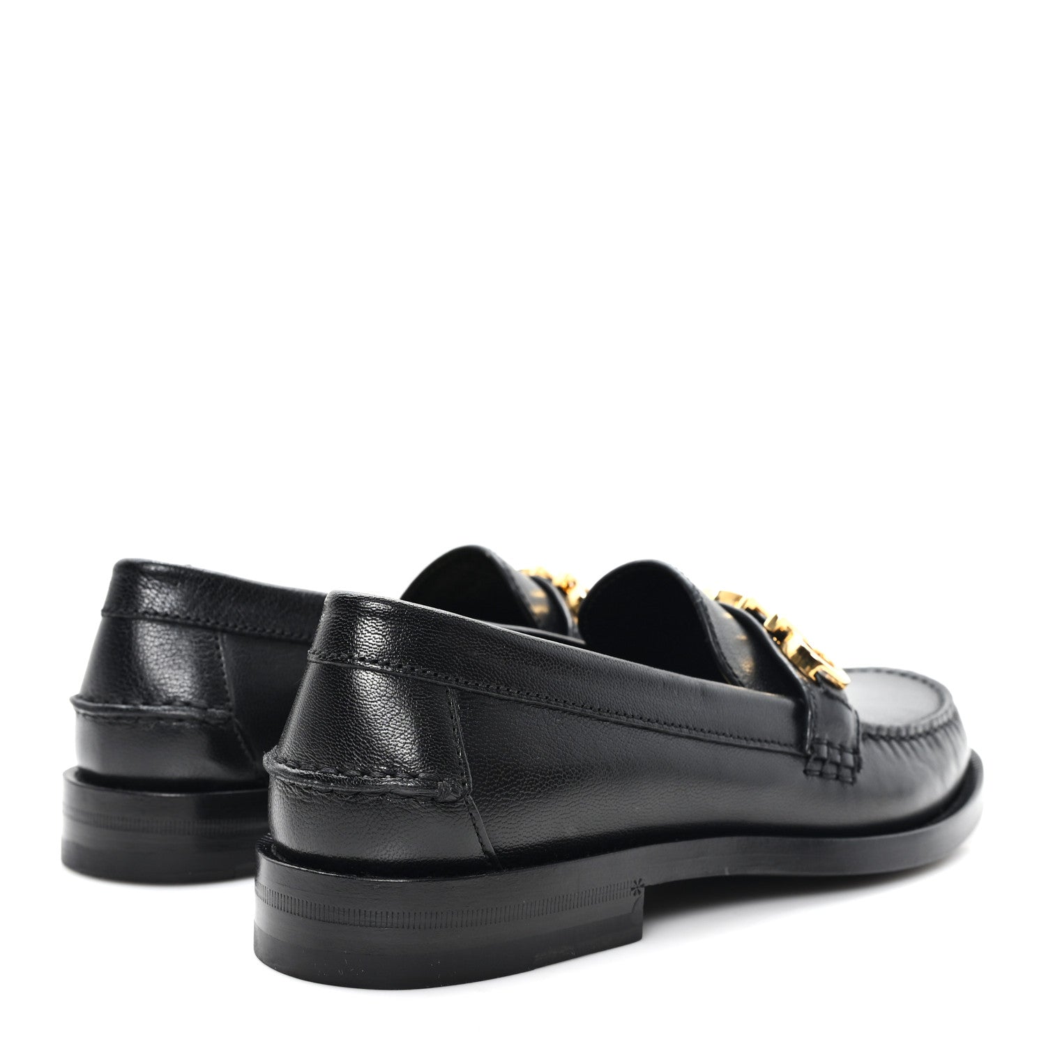 Gucci Goatskin Womens Logo 15mm Loafers 38.5 Black 5 of 10