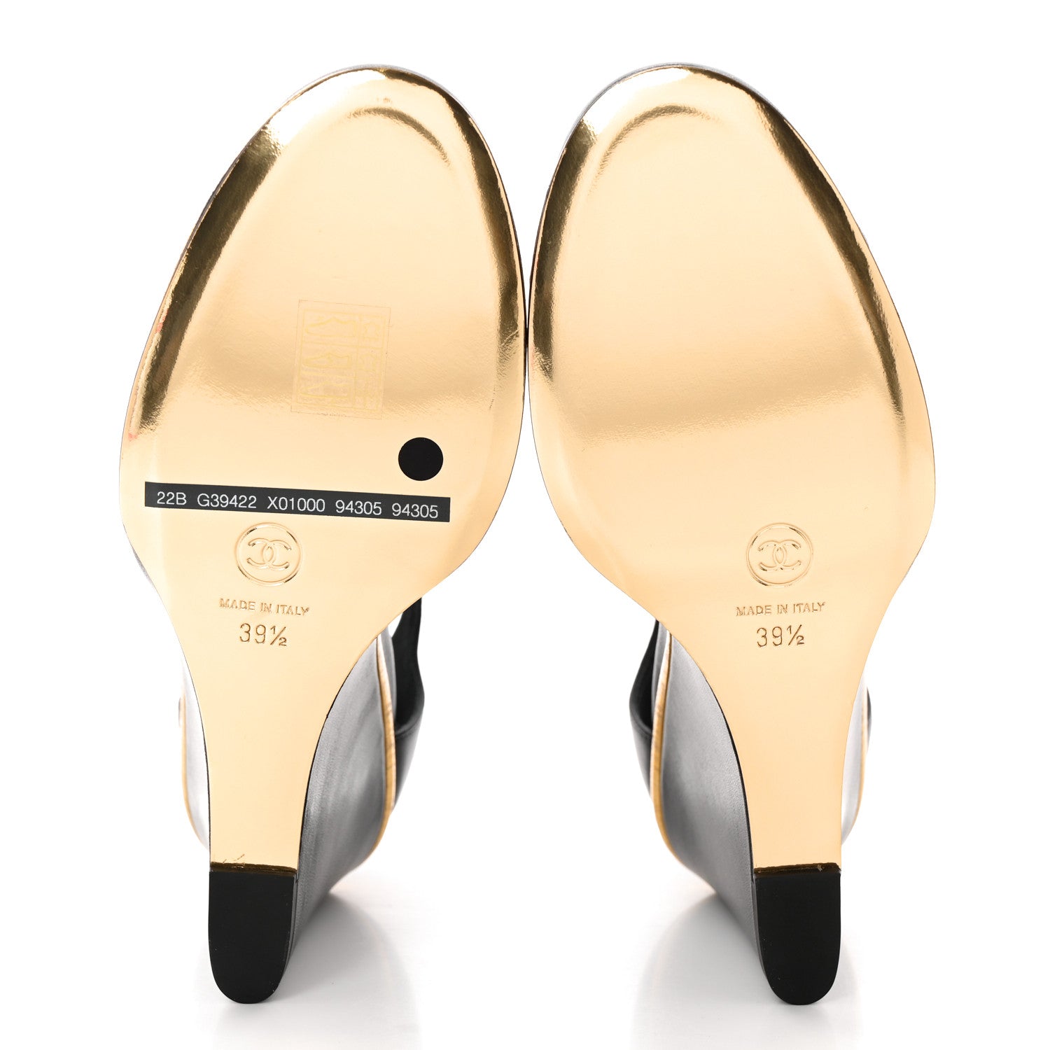 Chanel Lambskin Cap Toe Open Wedge 39.5 Black 5 of 14