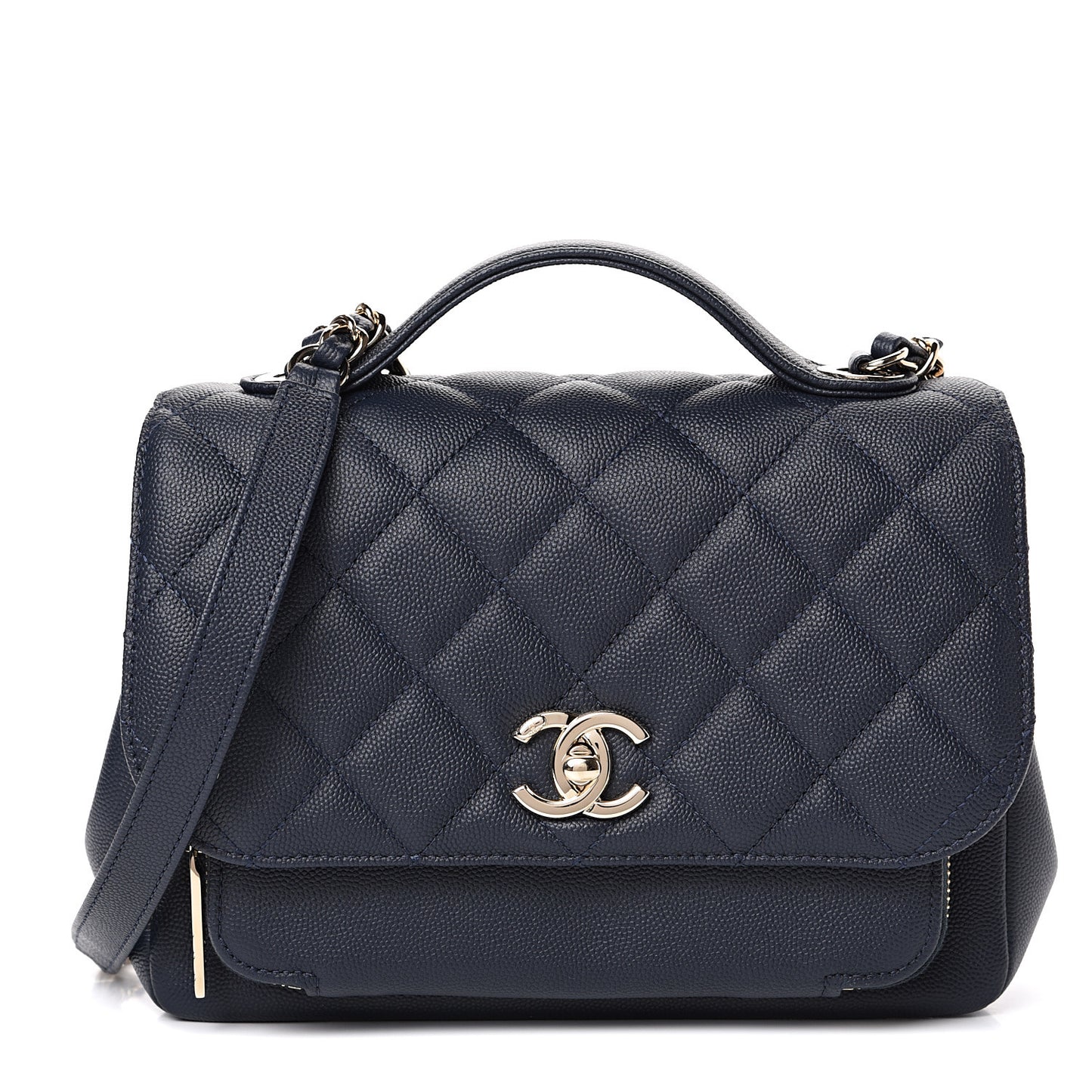 Caviar Quilted Medium Business Affinity Flap Navy