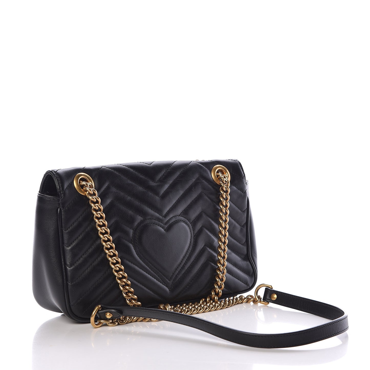 Calfskin Matelasse Small GG Marmont Shoulder Bag Black