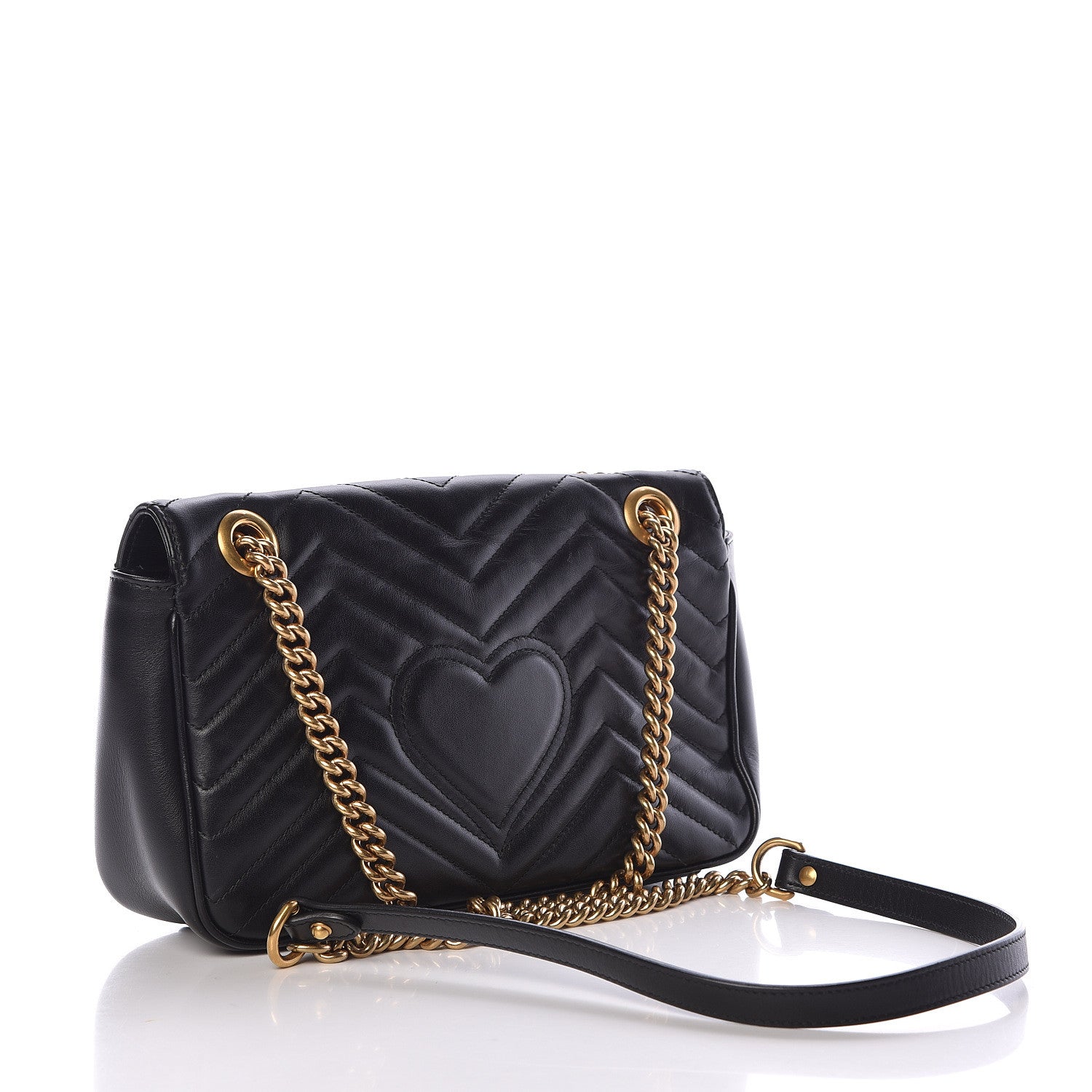 Gucci Calfskin Matelasse Small GG Marmont Shoulder Bag Black 3 of 13
