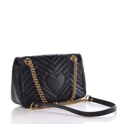 Gucci Calfskin Matelasse Small GG Marmont Shoulder Bag Black 3 of 13