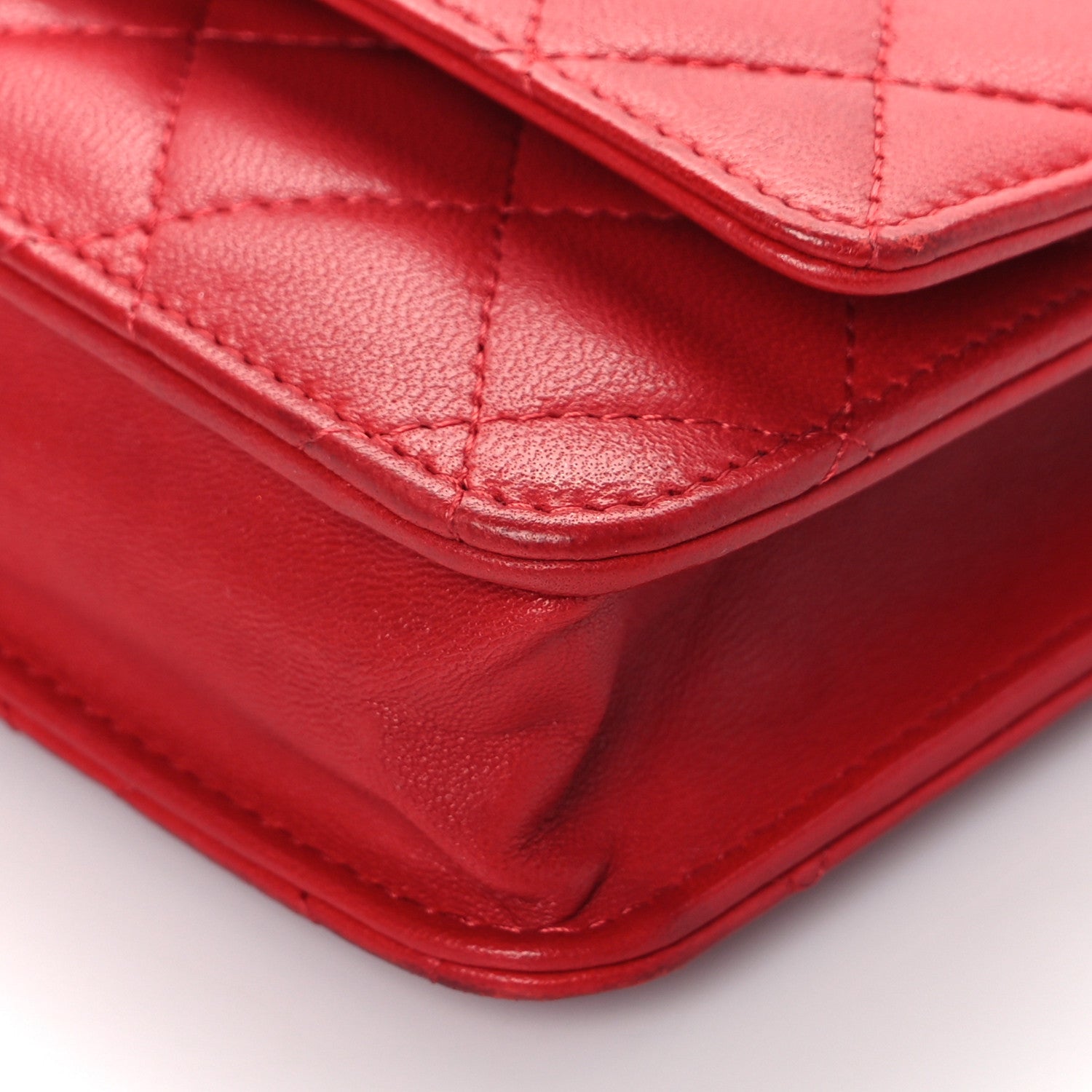 Chanel Lambskin Quilted Trendy CC Wallet On Chain WOC Red 10 of 12