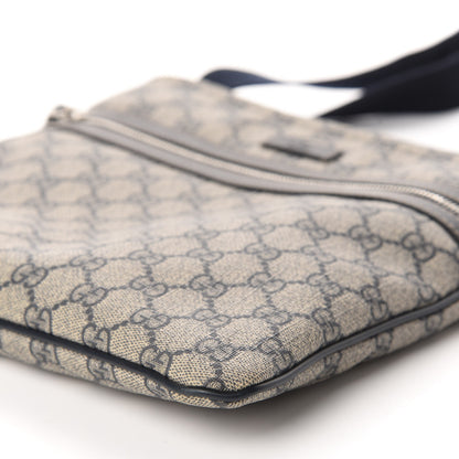Gucci GG Supreme Monogram Small Flat Side Zip Messenger Bag Beige Blue 6 of 11