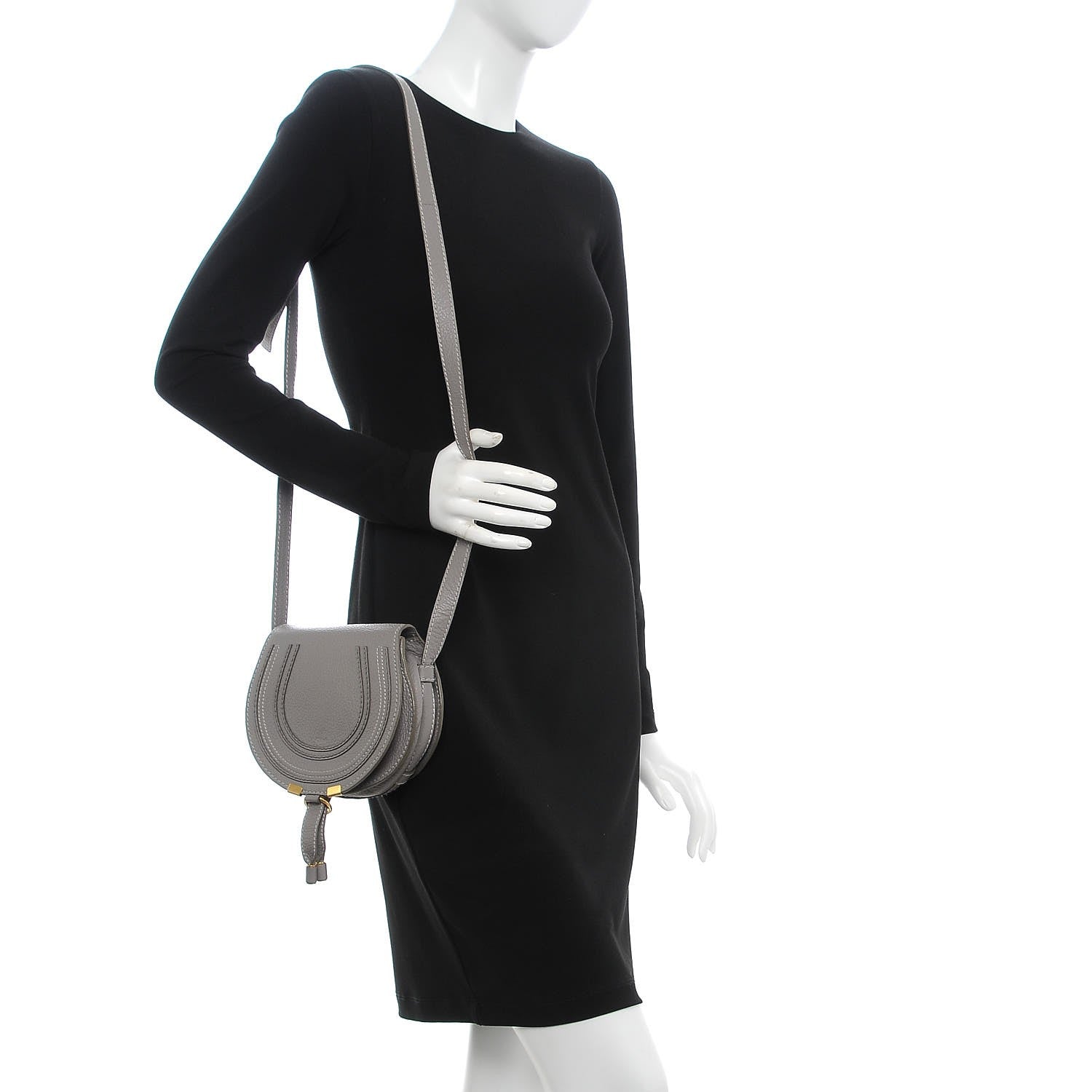 Chloe Calfskin Mini Marcie Round Crossbody Bag Cashmere Grey 2 of 7