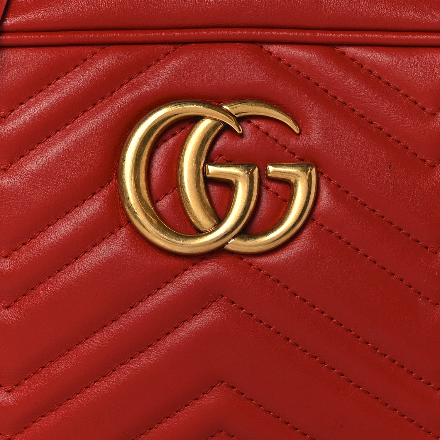 Gucci Calfskin Matelasse Small GG Marmont Chain Shoulder Bag Hibiscus Red 9 of 14