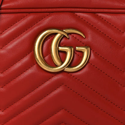 Gucci Calfskin Matelasse Small GG Marmont Chain Shoulder Bag Hibiscus Red 9 of 14