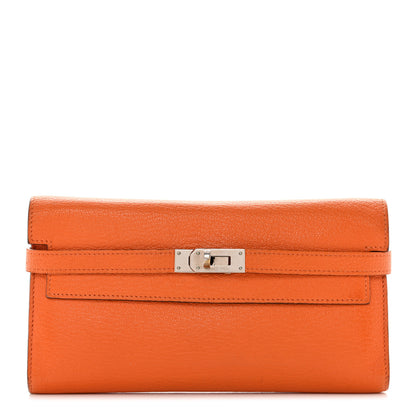 Hermes Chevre Mysore Kelly Longue Wallet Orange 1 of 12