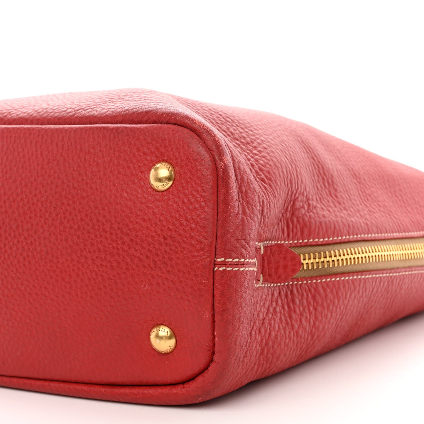 Vitello Daino Side Zip Shopper Tote Rosso
